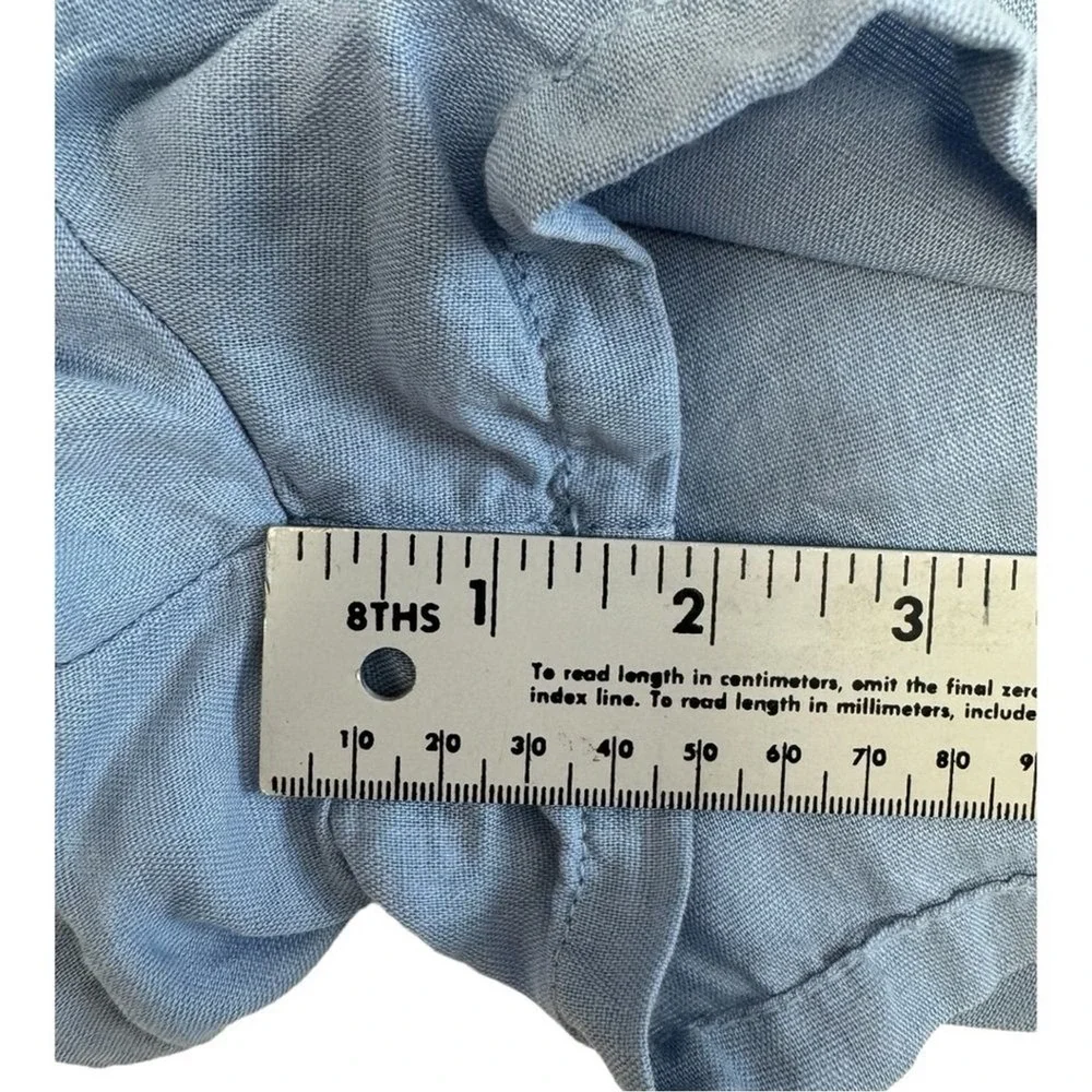 Zara Basic Chambray Blue Off‎ Shoulder Ruffle Sleeve Romper Sunsuit Size  Small